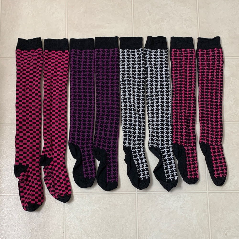 🌷3 for$25🌷Macahel, SZ 5-10, Black White Purple & Pink Knee High Socks